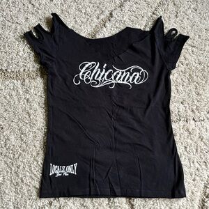 Chicana Graphic Cut-Out Black Women's Tee